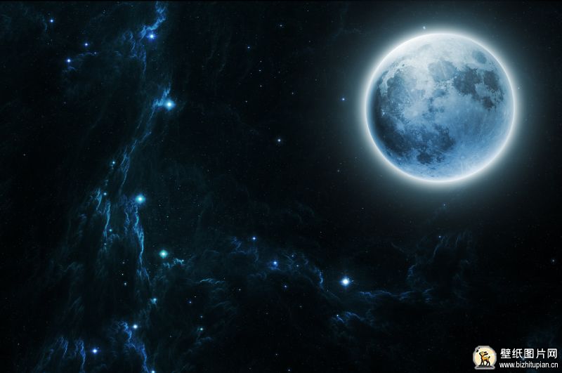 夜晚月亮高悬夜空充满神秘与诗意 1280x1024