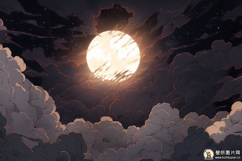 夜晚被遮挡住的月亮图片唯美伤感 清冷高清桌面壁纸 2912x1632