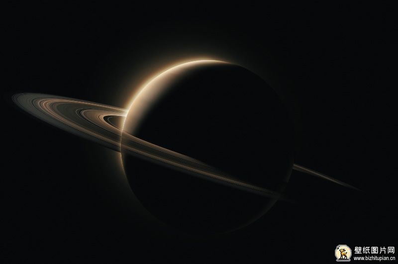 宇宙黑洞土星光环图片 土星光环电脑壁纸 3796x1600