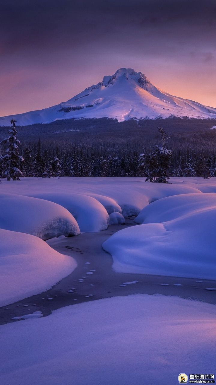 766950山地雪流景观自然冬季手机壁纸风景图片