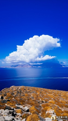 希腊云海自然海景蓝天白云图片 高清海景手机壁纸图片